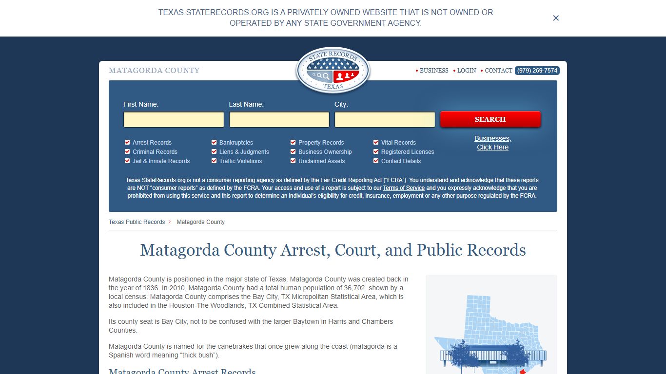 Matagorda County Arrest, Court, and Public Records