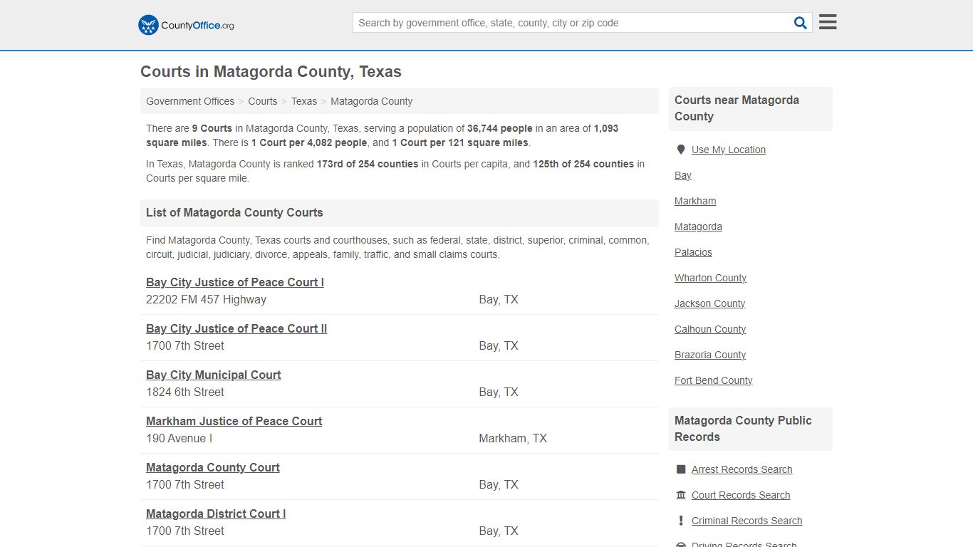 Courts - Matagorda County, TX (Court Records & Calendars)